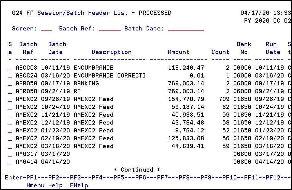 024 fa session batch header list