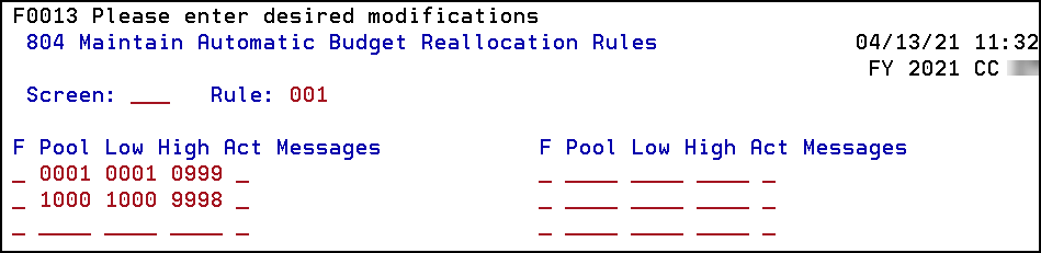Example of simple Automatic Budget Reallocation rule