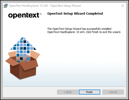 Screen capture of the OpenText HostExplorer installation complete window