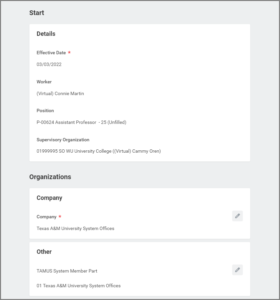 Change Organization Assignments page