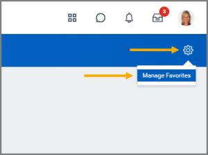 Selecting the gear icon and manage favorites link