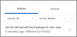 The The Get the UIN and edit the Employee ID to do in the actions tab