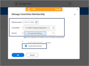 Committee Membership Targets page displayed with fields Membership Type, Unlimited Quantity and Target Quantity