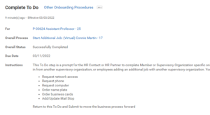 Complete To Do: Other Onboarding Procedures. 