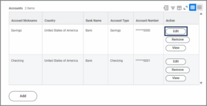 edit account on payment election page
