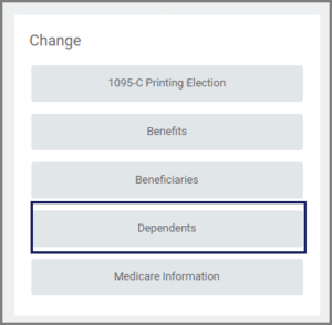 The change section displayed with the Dependents option highlighted.