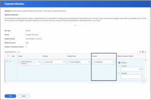 payment election screen in workday