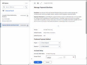 payment election enrollment event in the workday inbox