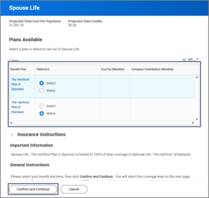 Spouse life plans available page