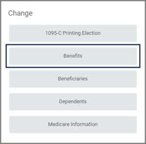 The benefits button under the change column