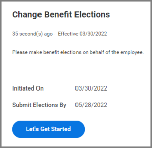 The Change Benefit Elections inbox item