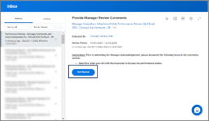 manager inbox task: provide manager review comments