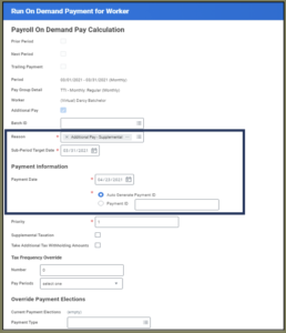 Payroll On Demand Pay Calculation screen