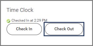 The Check Out Button under Time Clock