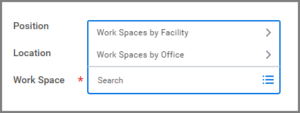 changing work space screen with work space field highlighted