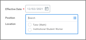 position field displaying two available positions for the Worker