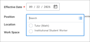 position field displaying two available positions for the Worker