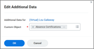 custom object field with absence certification selected