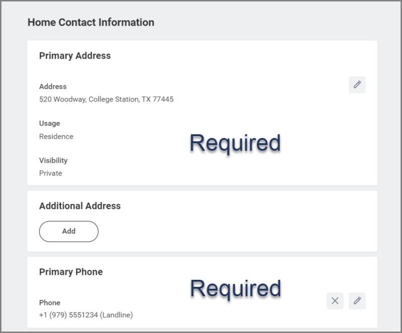 Required Home Contact Information