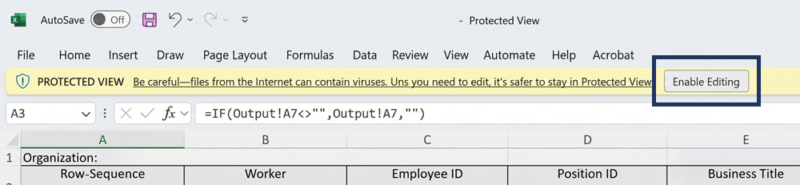 Edit Excel Spreadsheet. 