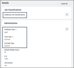 Job Classification and Administrative section