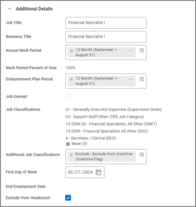 Fill-in additional job details