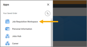 The Job Requisition Workspace icon from the menu