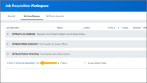 An example job requisition under the Job Requisition Workspace Page