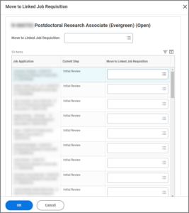 The Move to Linked Job Requisition window
