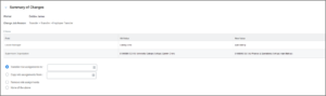 The Summary of Changes section displaying the worker and change job reason and selectable options