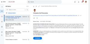 Inbox task ToDo to complete Employee Self-Evaluation
