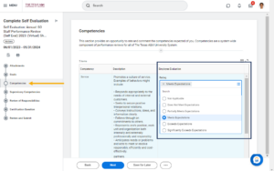 competencies page with rating and comment fields allow you to provide feedback on each competency your workstation is measuring in the evaluation