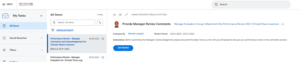 Inbox task for Provide Manager Review Comments