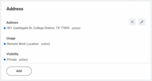 new address added in my work contact information
