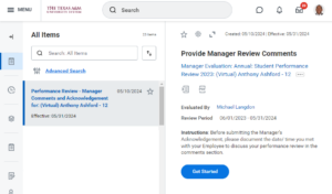 Provide Manager Review Comments Inbox Task ToDo
