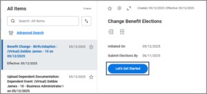 Change Benefit Event Inbox Task