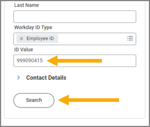 The ID Value field located under the Search for Person section and the search button