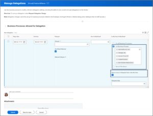 The right side of the New Delegation table showing the do inbox tasks on my behalf column