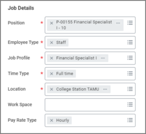 Job Details section