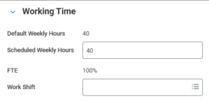 Working Time section