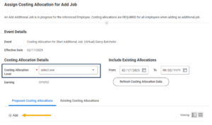 Assign Costing Allocation for add Job inbox task