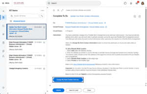 Updated your work contact information to do in the workday inbox
