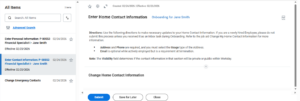 enter home contact information in the workday inbox