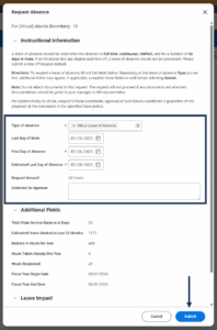 Request Absence Addition Fields form 1