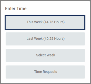Time app page with a box around This Week button