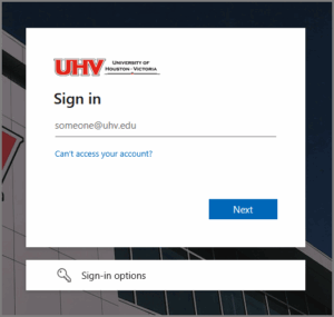 UHV login screen