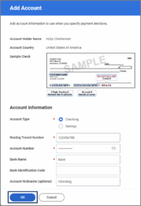 The Account Information section accessed via the edit button