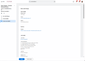 review and submit page of start job change