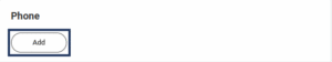phone section with the add button highlighted
