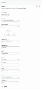all fields when adding an address in change my work contact information